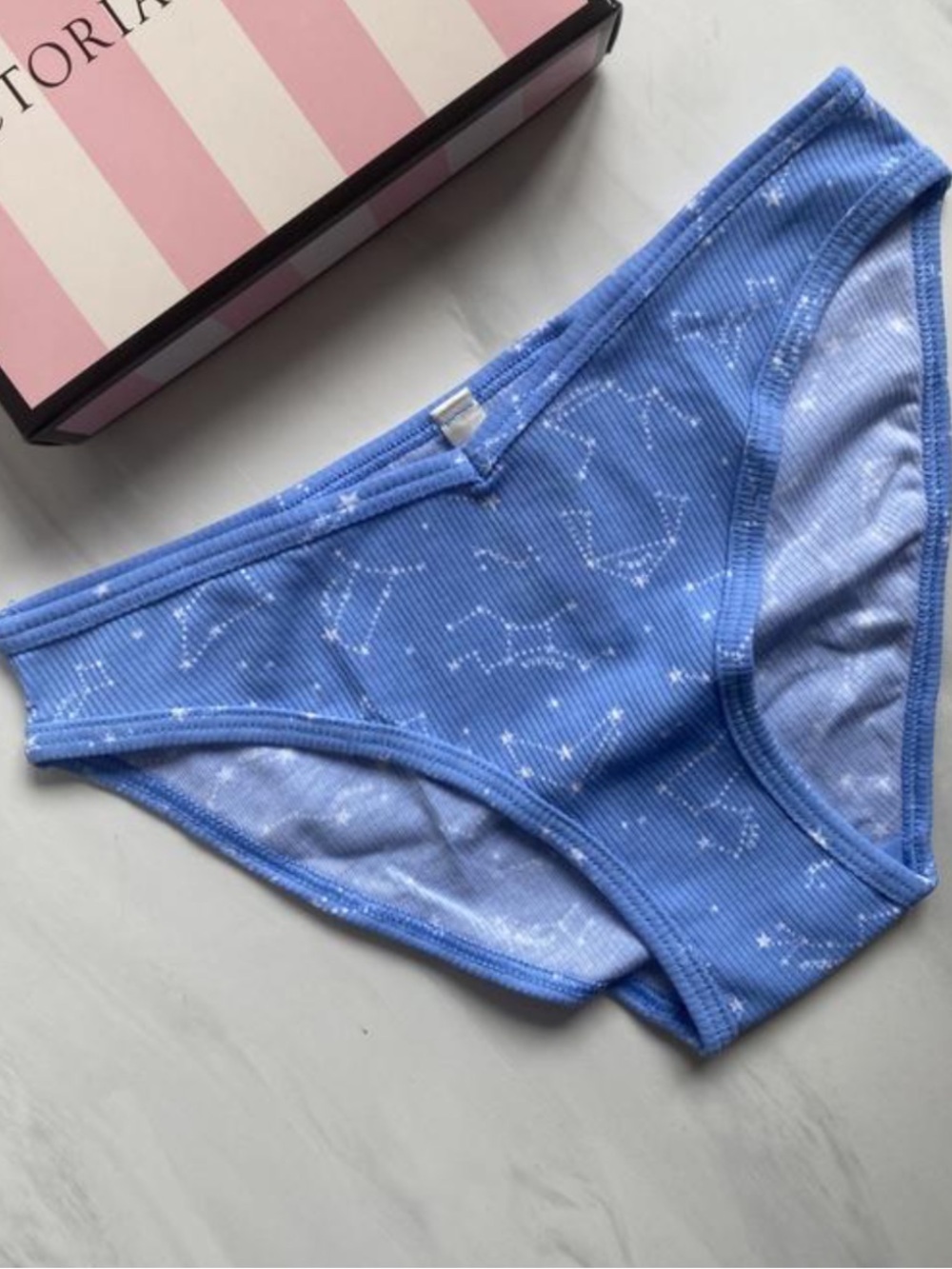 Pink Victoria's Secret Astrological Stars Ribbed Knit Bikini Panti